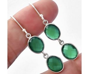 Green Onyx Briolette Checker Earrings SDE80940 E-1006, 8x10 mm