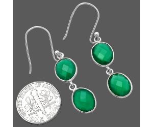 Green Onyx Briolette Checker Earrings SDE80940 E-1006, 8x10 mm