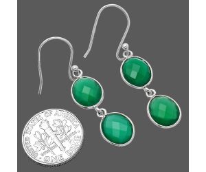 Green Onyx Briolette Checker Earrings SDE80942 E-1006, 8x10 mm