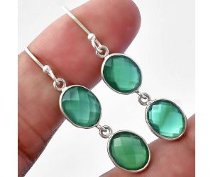 Green Onyx Briolette Checker Earrings SDE80943 E-1006, 8x10 mm