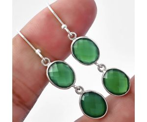 Green Onyx Briolette Checker Earrings SDE80944 E-1006, 8x10 mm