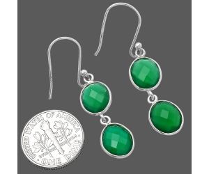 Green Onyx Briolette Checker Earrings SDE80944 E-1006, 8x10 mm