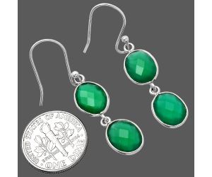 Green Onyx Briolette Checker Earrings SDE80945 E-1006, 8x10 mm