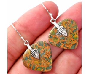 Leaf - Bamboo Jasper Earrings SDE81462 E-1137, 20x21 mm