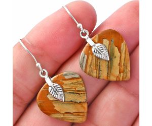 Leaf - Picture Jasper Earrings SDE81484 E-1137, 20x20 mm