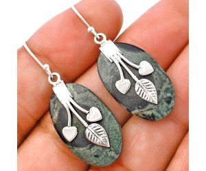 Valentine Gift Leaf Heart - Star Galaxy Jasper Earrings SDE81520 E-1233, 15x25 mm