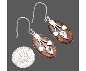 Valentine Gift Leaf Heart - Poppy Jasper Earrings SDE81521 E-1233, 13x23 mm