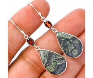 Star Galaxy Jasper and Garnet Earrings SDE81652 E-1002, 13x21 mm