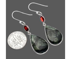 Star Galaxy Jasper and Garnet Earrings SDE81652 E-1002, 13x21 mm