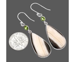 Prairie Agate and Peridot Earrings SDE81691 E-1002, 13x26 mm