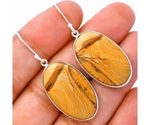 Picture Jasper Earrings SDE81779 E-1001, 16x27 mm