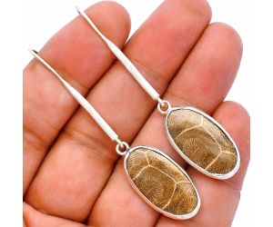 Flower Fossil Coral Earrings SDE81884 E-1076, 12x22 mm