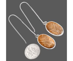 Flower Fossil Coral Earrings SDE81893 E-1076, 12x21 mm