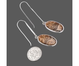 Flower Fossil Coral Earrings SDE81907 E-1076, 12x22 mm