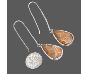 Flower Fossil Coral Earrings SDE81930 E-1076, 13x24 mm