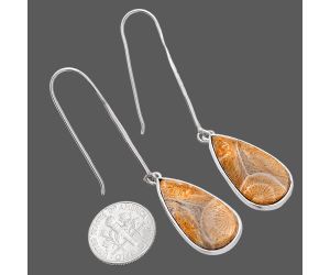 Flower Fossil Coral Earrings SDE81931 E-1076, 12x26 mm