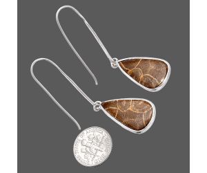 Flower Fossil Coral Earrings SDE81953 E-1076, 13x24 mm