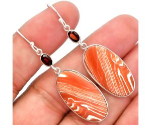 Sardonyx & Garnet Earrings Jewelry SDE82150 E-1002, 14x26 mm