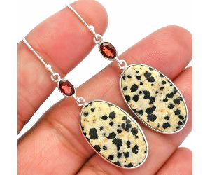 Dalmatian and Garnet Earrings SDE82319 E-1002, 15x24 mm