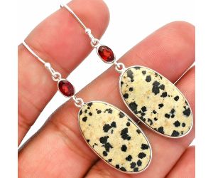 Dalmatian and Garnet Earrings SDE82333 E-1002, 14x26 mm