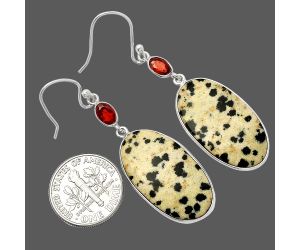 Dalmatian and Garnet Earrings SDE82333 E-1002, 14x26 mm