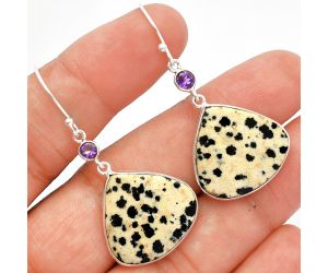 Dalmatian and Amethyst Earrings SDE82407 E-1002, 20x21 mm