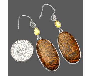 Coquina Fossil Jasper and Citrine Earrings SDE82517 E-1002, 16x25 mm