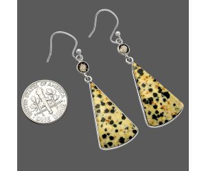 Dalmatian and Smoky Quartz Earrings SDE82563 E-1002, 15x26 mm