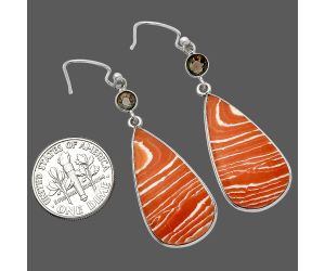 Sardonyx & Smoky Quartz Earrings Jewelry SDE82570 E-1002, 14x27 mm