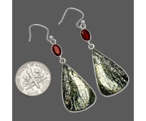 Natural Chrysotile and Garnet Earrings SDE82578 E-1002, 15x24 mm