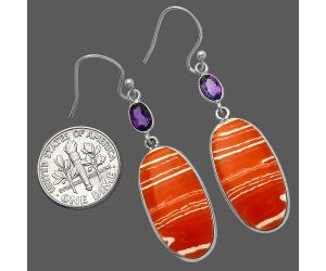 Sardonyx & Amethyst Earrings Jewelry SDE82659 E-1002, 12x24 mm