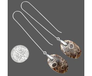 Flower Fossil Coral Earrings SDE82751 E-1089, 14x21 mm