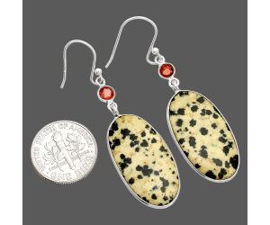 Dalmatian and Garnet Earrings SDE84204 E-1002, 14x27 mm