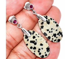 Dalmatian and Ruby Earrings SDE84635 E-1120, 13x24 mm