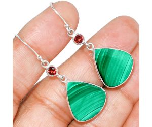 Malachite Eye and Garnet Earrings SDE84773 E-1002, 16x17 mm