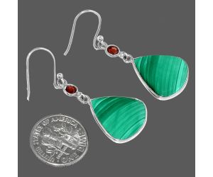 Malachite Eye and Garnet Earrings SDE84773 E-1002, 16x17 mm