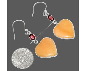 Heart - Orange Aventurine and Garnet Earrings SDE84962 E-1002, 17x17 mm
