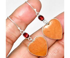 Heart - Pink Aventurine and Garnet Earrings SDE84964 E-1002, 17x18 mm