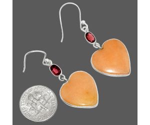 Heart - Pink Aventurine and Garnet Earrings SDE84964 E-1002, 17x18 mm