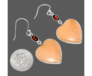 Heart - Pink Aventurine and Garnet Earrings SDE84965 E-1002, 19x20 mm