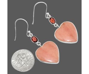 Heart - Pink Aventurine and Garnet Earrings SDE84966 E-1002, 17x18 mm