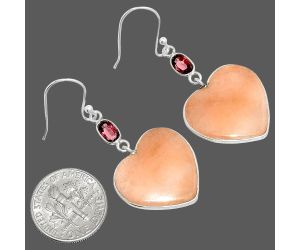 Heart - Pink Aventurine and Garnet Earrings SDE84967 E-1002, 19x19 mm