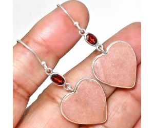 Heart - Pink Aventurine and Garnet Earrings SDE84971 E-1002, 19x19 mm