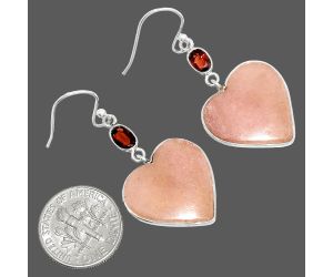 Heart - Pink Aventurine and Garnet Earrings SDE84971 E-1002, 19x19 mm