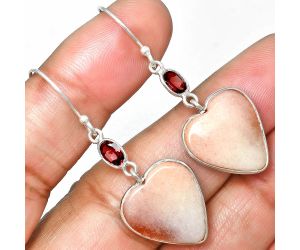 Heart - Pink Aventurine and Garnet Earrings SDE84972 E-1002, 16x18 mm