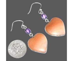 Heart - Pink Aventurine and Amethyst Earrings SDE84973 E-1002, 18x19 mm