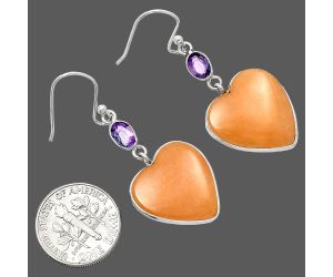 Heart - Orange Aventurine and Amethyst Earrings SDE84984 E-1002, 18x19 mm