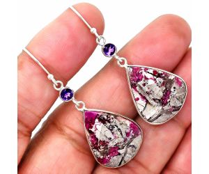 Pink Cobalt and Amethyst Earrings SDE85092 E-1002, 17x21 mm