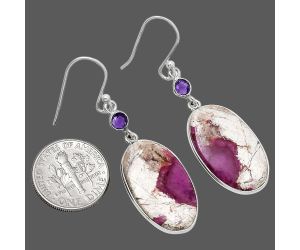 Pink Cobalt and Amethyst Earrings SDE85096 E-1002, 14x23 mm