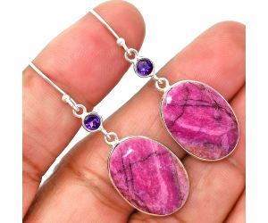 Pink Cobalt and Amethyst Earrings SDE85099 E-1002, 15x20 mm